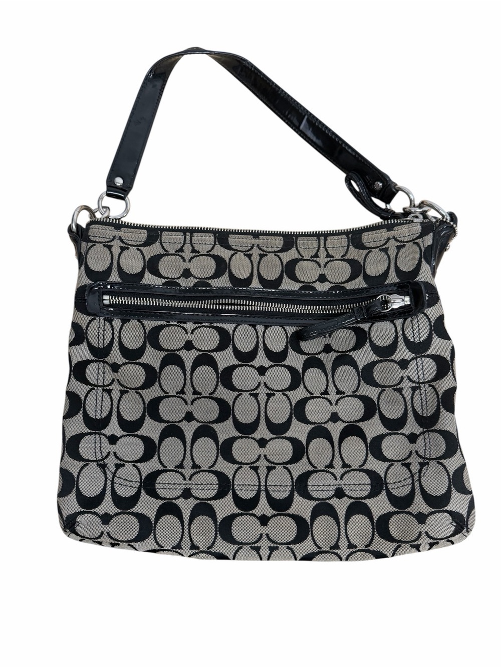 Coach Poppy Signature Perri Hippie Crossbody Black/White
